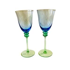 Vintage Colored Glass Wine Glasses